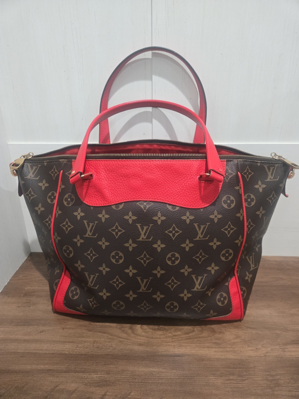 Louis Vuitton Estrela Monogram Canvas Shoulder Tote with Red Trim